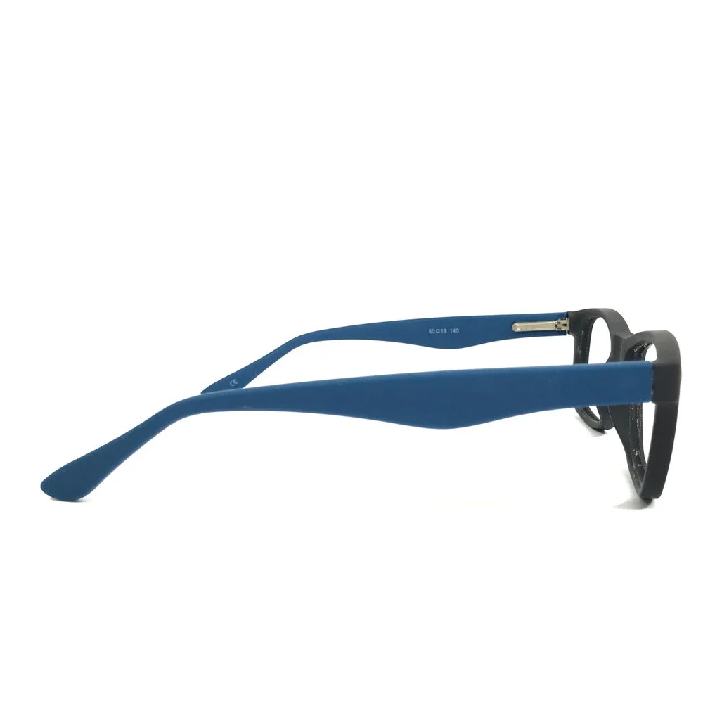 Modern Eyeglasses Frames CRAZE BLACK/BLUE Matte Rectangle Full Rim 50-18-140